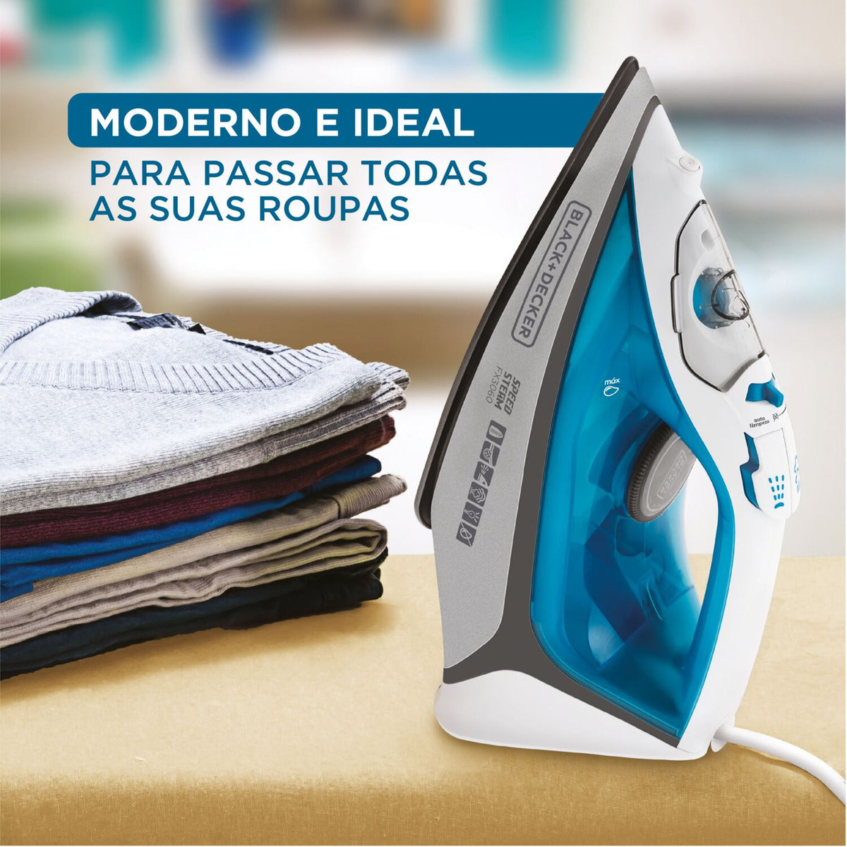 Ferro de Passar Roupa Black Decker Modelo FX3060 Com Vaporizador Base Antiaderente 110V