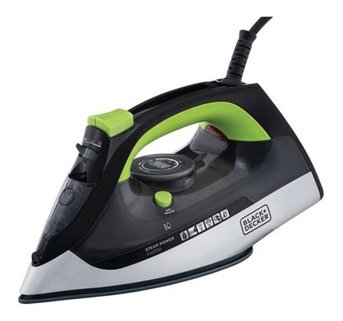 Ferro de Passar Roupa Black Decker, Modelo FX2700, Ferro Com Vaporizador e Sistema Antigotejamento, Preto, Verde e Branco, 220V