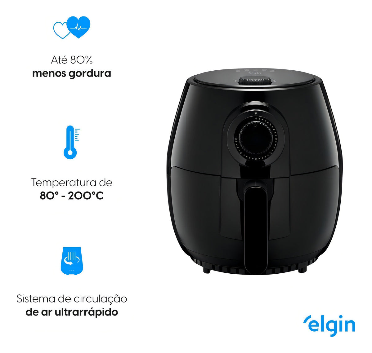 Fritadeira Elétrica Air Fryer 4l Quick Elgin 1350W 42afr Cor Preto 110V
