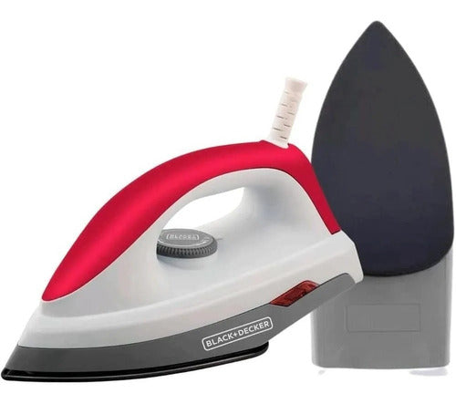 Ferro de Passar Roupa Elétrico a Seco Black Decker Com Base Antiaderente Vermelho e Branco Modelo F300 220V